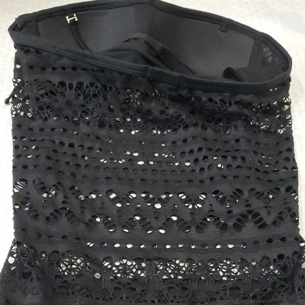 Beam Nwot Black Textured Crochet One Piece Bodysuit/swim Sz M - Picture 7 of 13